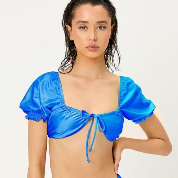 NWT Frankie’s Bikinis x Naomi Osaka Carly Satin Top Size Small - Picture 1 of 7